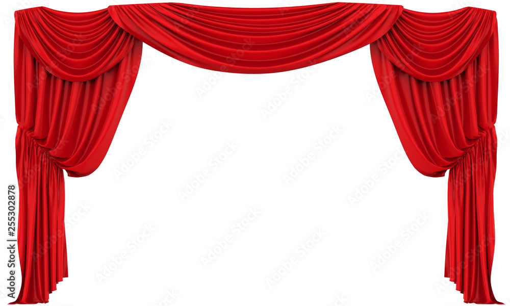 Red Theatre Curtain Isolated - obrazy, fototapety, plakaty 