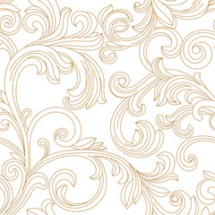 Golden vintage seamless pattern, ornament. Vector.