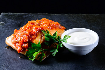 Poster - national dish cabbage and meat stuffed cabbage