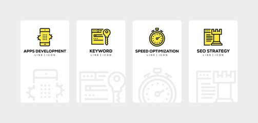SEO AND DEVELOPMENT LINE ICON SET