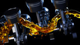Fototapeta Sport - 3d illustration of car engine with lubricant oil on repairing. Concept of lubricate motor oil