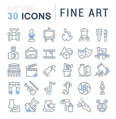 Sticker - Set Vector Line Icons of Fine Art.