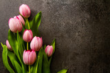 Fototapeta Tulipany - bouquet of tulips on dark background