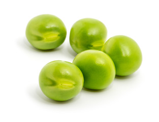 Green peas isolated on the white background