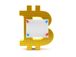 Wall Mural - Bitcoin symbol with blank note