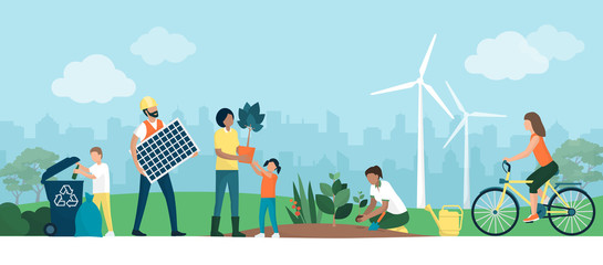 people and sustainable eco-friendly lifestyle