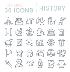 Canvas Print - Set Vector Line Icons of History.