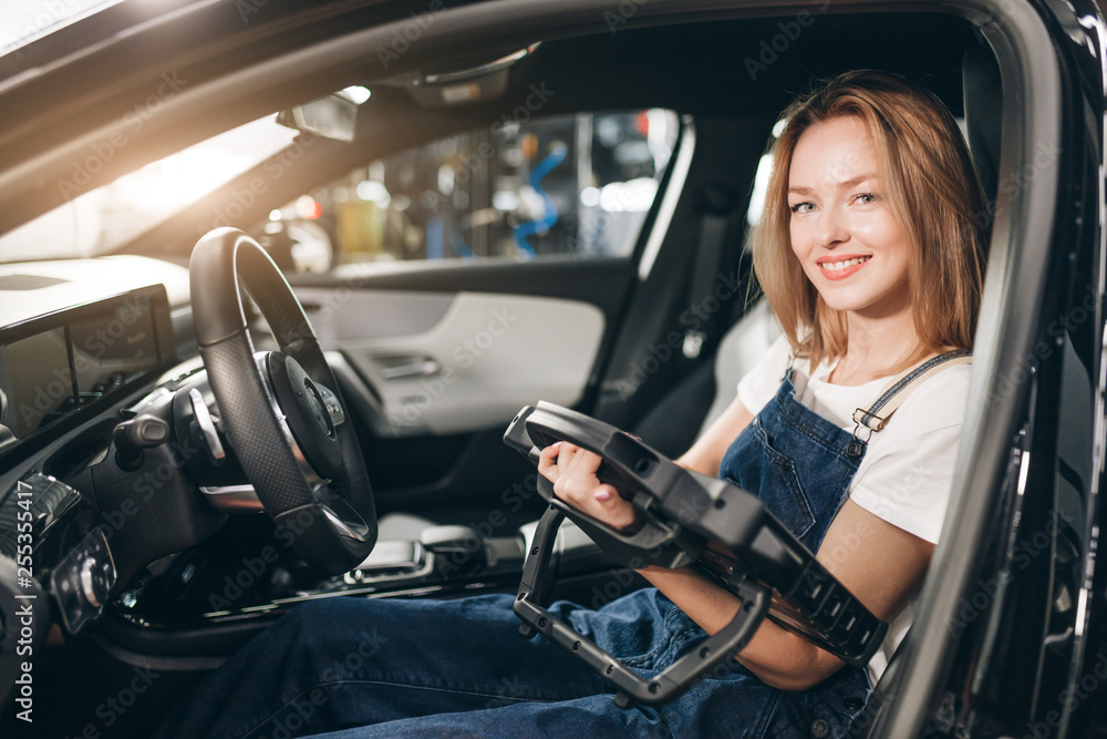 happy awesome girl holding a scanner and looking at the camera. close up photo. happiness, hobby, occupation