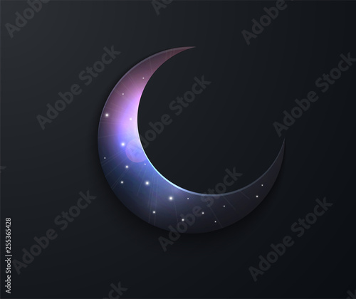 Cuadros en Lienzo Mystical Night sky background with half moon