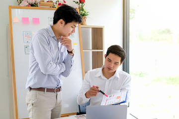 Wall Mural - young man designers planning work together on website ux app development.