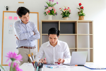 Wall Mural - young man designers planning work together on website ux app development.