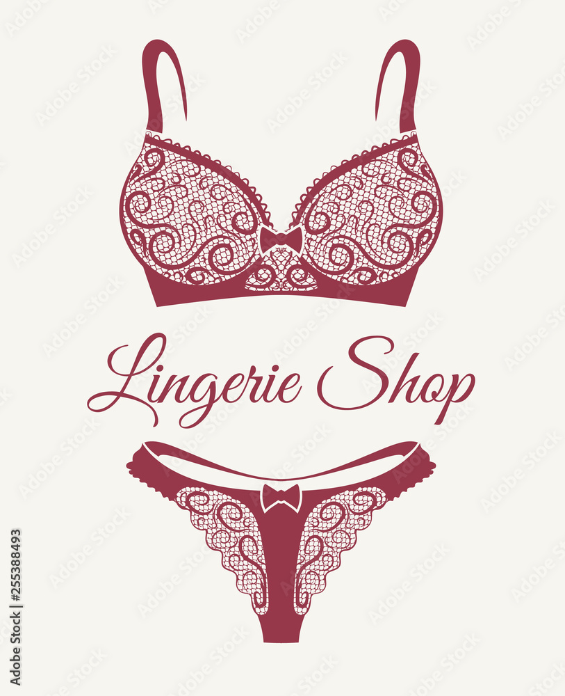 Lingerie Shop Retro Emblem - obrazy, fototapety, plakaty 