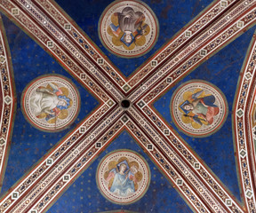 Ceiling of Baroncelli Chapel in right transept of Basilica di Santa Croce (Basilica of the Holy Cross) in Florence, Italy