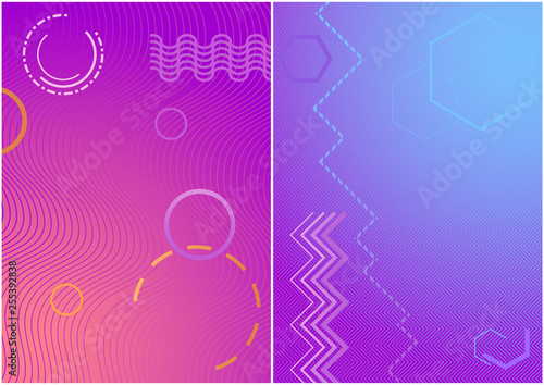Modern Colorful Covers with Geometric Colored Shapes - Abstract Design Templa...
