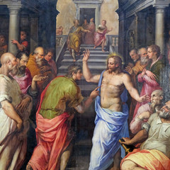 Wall Mural - The Incredulity of St. Thomas, 1572 by Giorgio Vasari, Basilica of Santa Croce (Basilica of the Holy Cross) in Florence, Italy