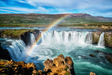 The Godafoss (Icelandic: Waterfall Of The Gods) Is A Famous Waterfall In Iceland. The Breathtaking Landscape Of Godafoss Waterfall Attracts Tourist To Visit The Northeastern Region Of Iceland.