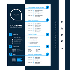 Wall Mural - cv / resume design template with glyph/solid icons