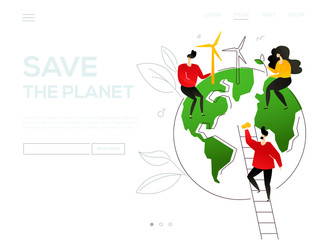 Sticker - Save the planet - colorful flat design style web banner