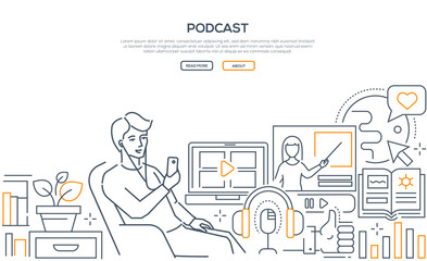 Wall Mural - Podcast - modern line design style web banner
