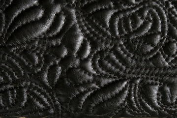  The texture of the material from the skin of black color, close-up.