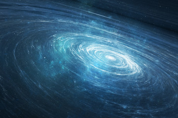 Wall Mural - universe with a spiral spinning galaxy in the center