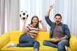 © New Africa - Couple watching soccer match on TV in living room