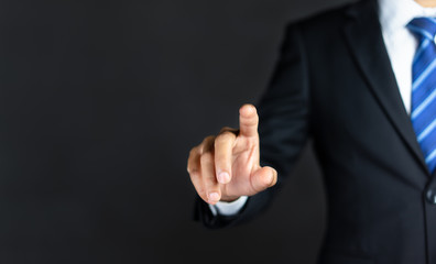 Businessman pressing button on virtual screens, Innovation technology internet and business concept. Space for text.
