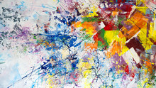 Multicolored Abstraction Of Splashes Of Acrylic Paints. On A White Background.