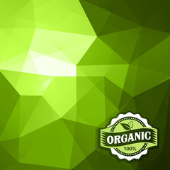 Wall Mural - Organic natural food logo green triangle pattern