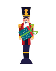 Sticker - chritsmas nutcracker with gift box