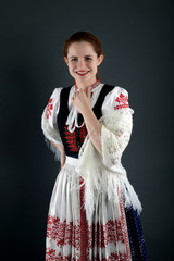 Slovak folklore woman. Folklore dancer.