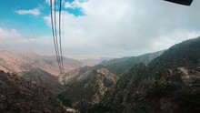 Aerial Tram Shot, Of Palm Springs Tram Way Moving Up The Mountain