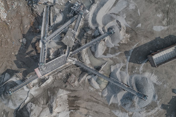 Wall Mural - Aerial view of crushed stone quarry machine in a construction material factory 