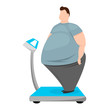 fat man. fat man measures spring balance. vector illustration