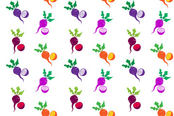 Wall Mural - colorful beetroot set pattern seamless of purple, pink, red and yellow, vector illustration