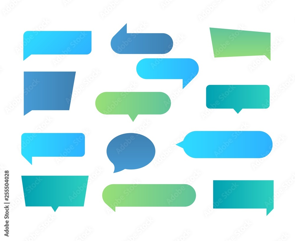Thought shapes. Text chat speech rectangular bubbles, conversation talk ...