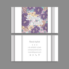 Floral style business card template vector