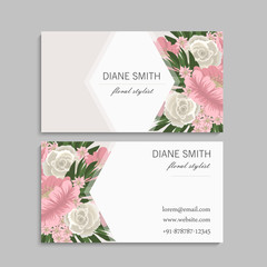 Floral style business card template vector