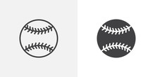 Baseball Ball Icon. Line And Glyph Version, Outline And Filled Vector Sign. Baseball Sport Game Linear And Full Pictogram. Symbol, Logo Illustration. Different Style Icons Set