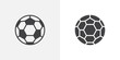© alekseyvanin - Soccer ball icon. line and glyph version, outline and filled vector sign. Football ball linear and full pictogram. Symbol, logo illustration. Different style icons set