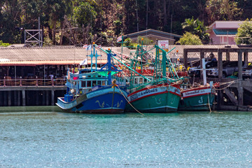 Boats and ferry''s around the island of Koh Chang Thailand