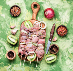 Wall Mural - Raw shish kebab