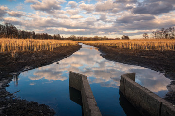 Sunset over the pond near Piaseczno, Masovia, Poland