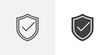 © alekseyvanin - Security shield protected icon. line and glyph version, outline and filled vector sign. Shield with check mark linear and full pictogram. Symbol, logo illustration. Different style icons set