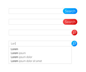 Wall Mural - search bar vector element design. set of search bar boxes. ui interface template. vector illustratio