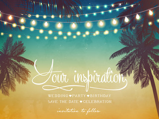 Wall Mural - Decorative holiday lights. Background in beach style