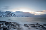 Fototapeta Łazienka - Beautiful rocky Vareid beach, Flakstadøya, Lofoten Islands, Norway