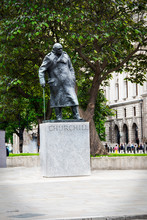 Statue Of Winston Churchill In Parliament Square London England