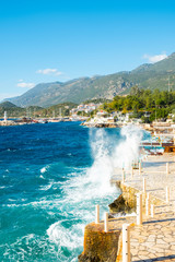 Waves Crashing Waterfront Restaurants Kas Turkey V