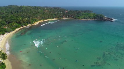 Wall Mural - Aerial. Surf beach Hiriketiya, Dikwella, Sri Lanka. 